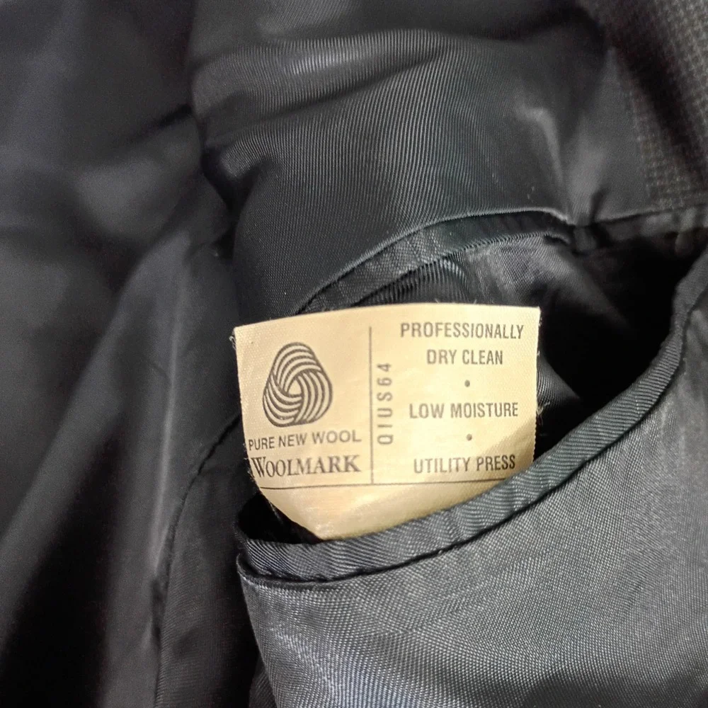 Hart Schaffner & Marx Gayfers Mens 46R Wool Blazer Sport Coat Charcoal Grey